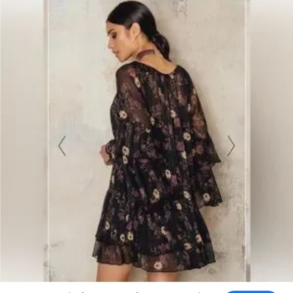 Free People Sunsetter Black Floral Long Sleeve Dress - Picture 7 of 7